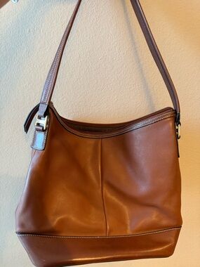 Talbots Brown Leather Interior Zip Tote